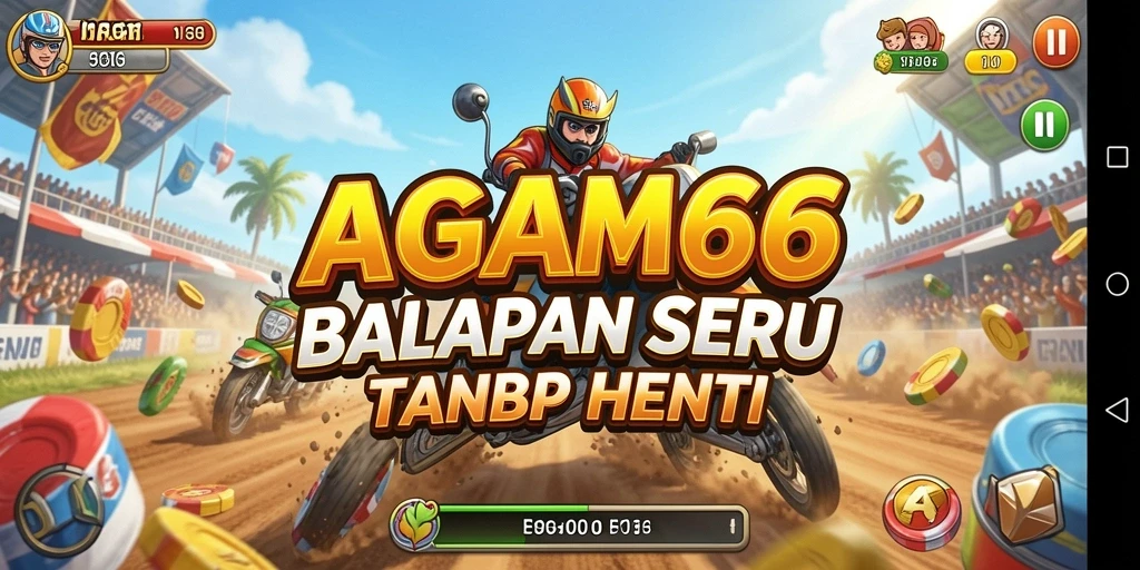 Screenshot gameplay AGAM66 yang menunjukkan aksi balapan mendebarkan.