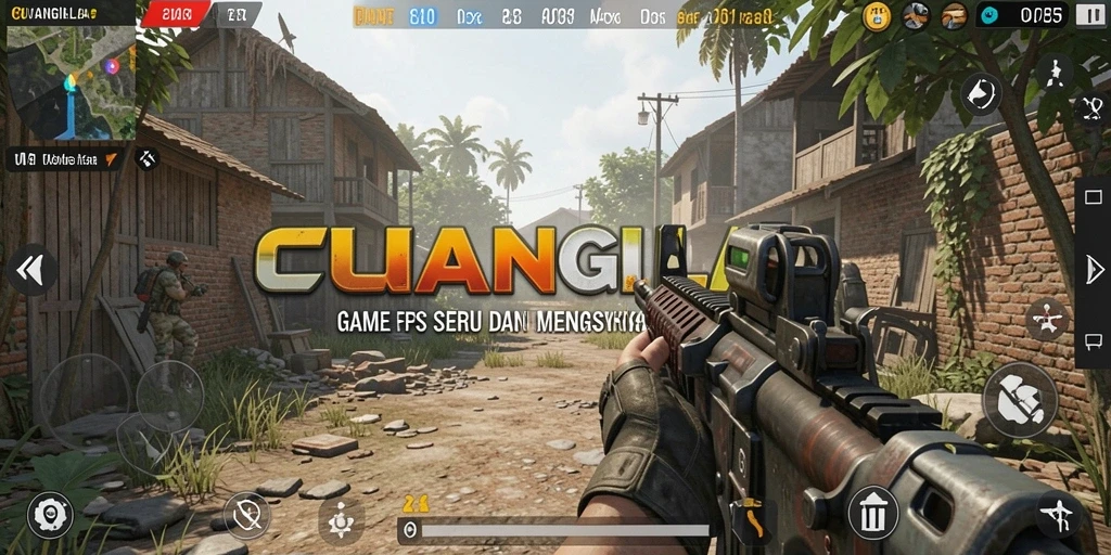 Tangkapan layar gameplay CUANGILA menampilkan aksi menembak mendebarkan di medan perang.