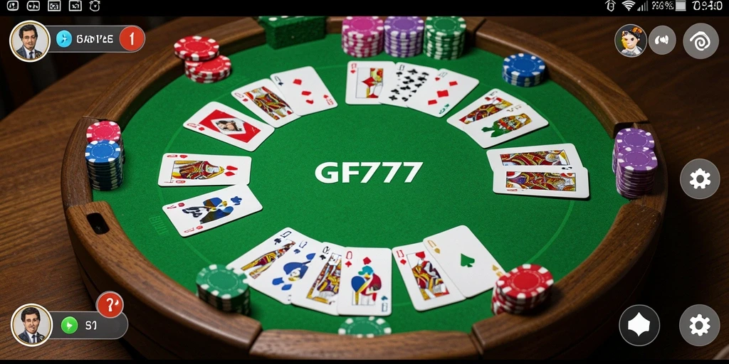 Tampilan gameplay GF777 dengan suasana permainan Gaple yang seru.