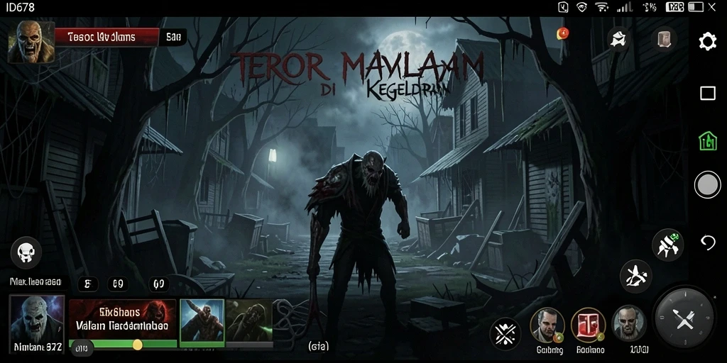Tangkapan layar gameplay ID678 menampilkan aksi menegangkan dalam suasana gelap.
