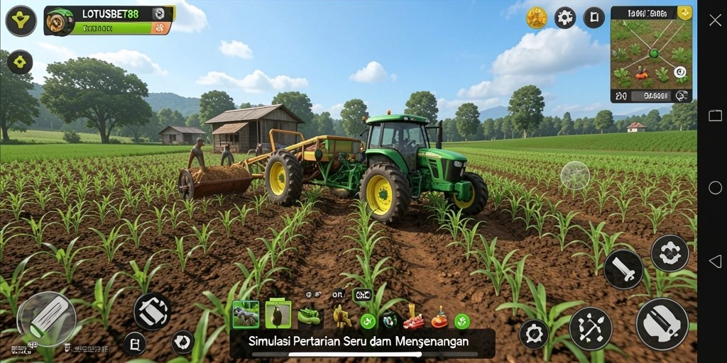 Tampilan gameplay seru dalam LOTUSBET88 saat bertani.