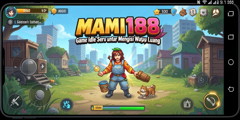Screenshot gameplay <strong>MAMI188</strong> yang menunjukkan kemajuan karakter dalam mode Idle.
