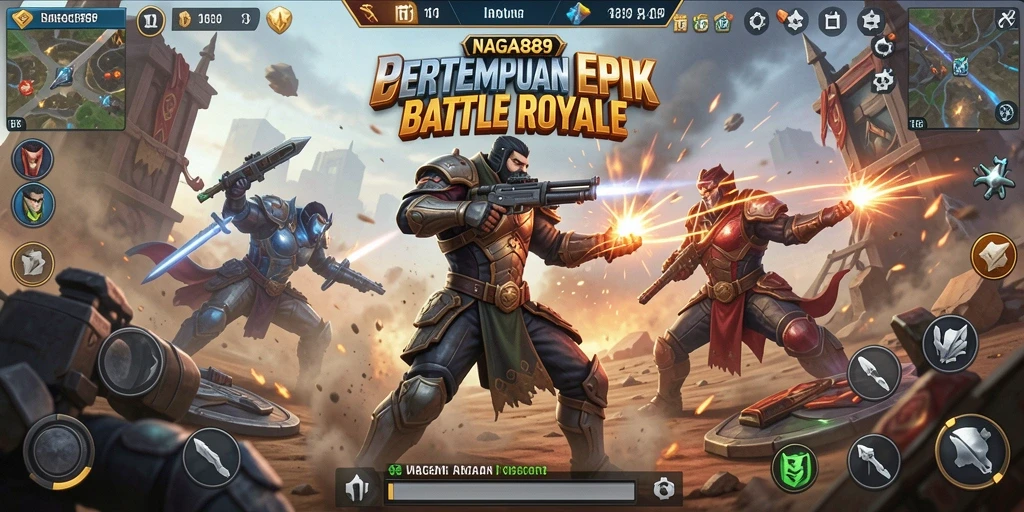 Screenshot NAGA889 menampilkan pertempuran seru dalam mode Battle Royale.