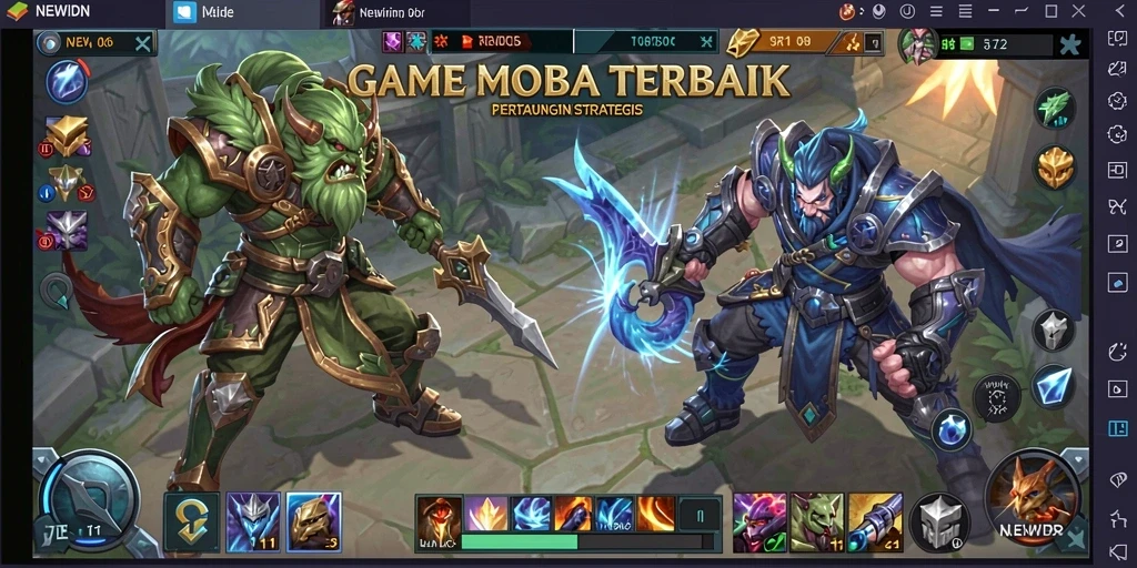 Tangkapan layar utama gameplay MOBA yang seru di NEWIDN.