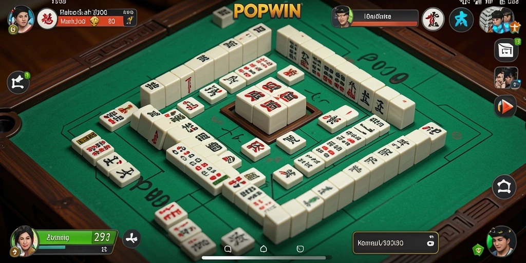Screenshot utama gameplay POPWIN yang menunjukkan keseruan permainan Mahjong.