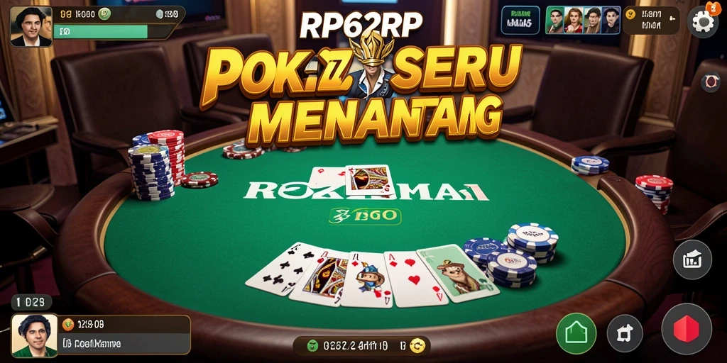 Tangkapan layar utama game RP62RP yang menampilkan suasana permainan Poker yang seru.