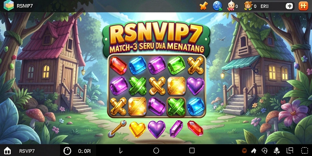 Screenshot gameplay RSNVIP7 menampilkan keseruan mencocokkan objek Match-3.