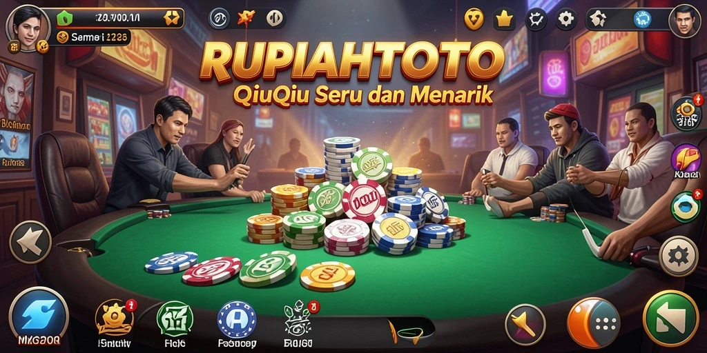 Screenshot RUPIAHTOTO menampilkan aksi seru permainan QiuQiu.