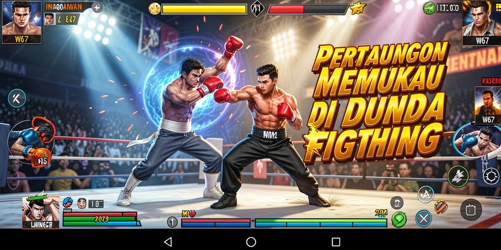 Tampilan screenshot W67 menunjukkan pertarungan sengit antar karakter.